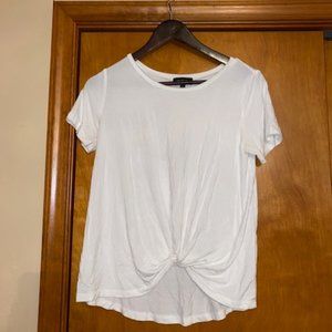 Plain white front knot tee